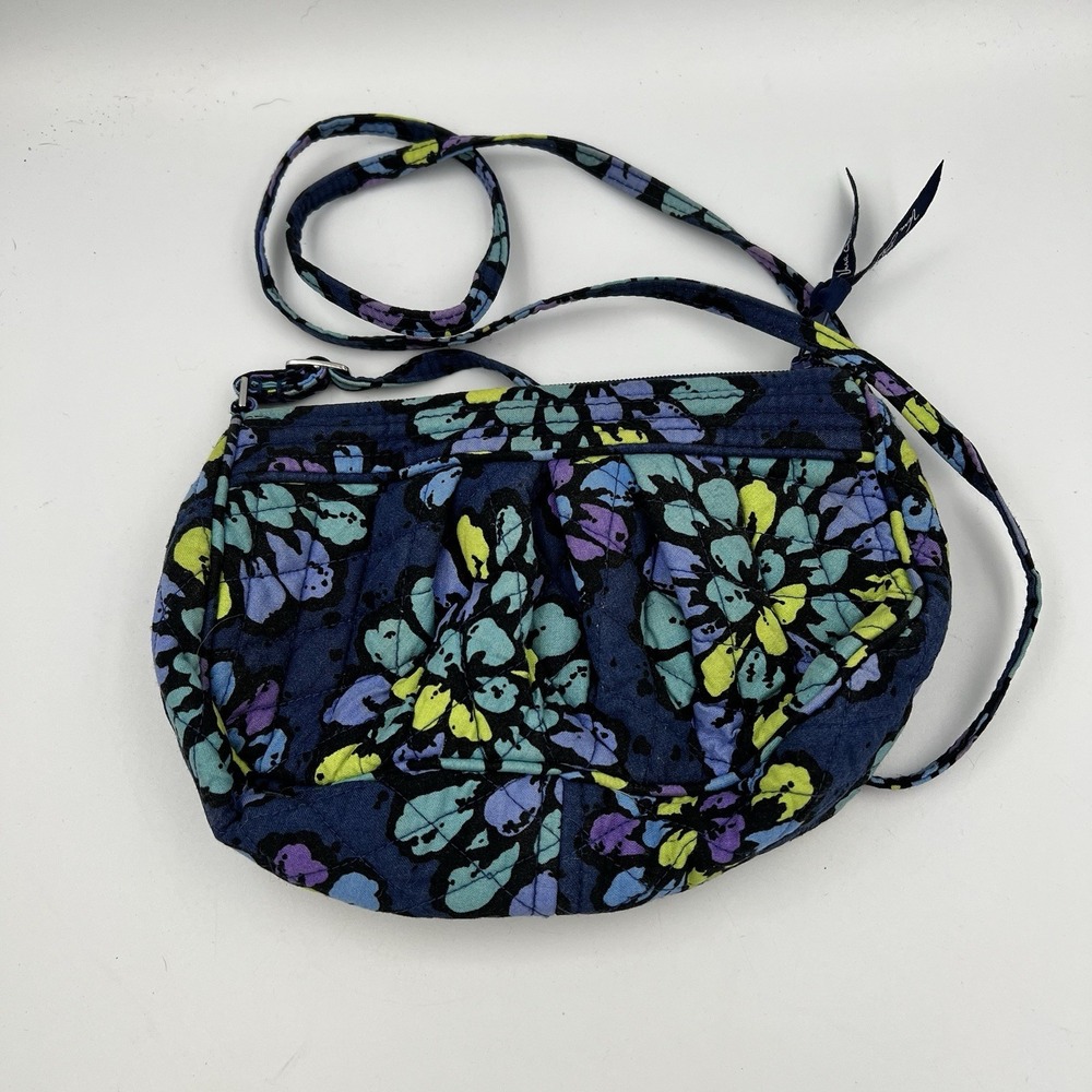Vera Bradley Indigo Pop Crossbody Mini Frannie Handbag Bag Purse Blue Floral